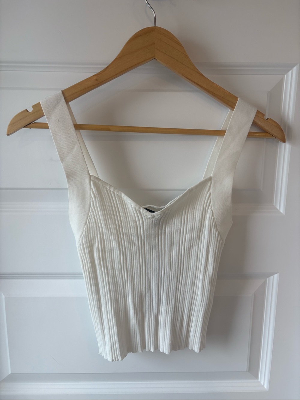 Dynamite Cream Ribbed Square-Neck Tank